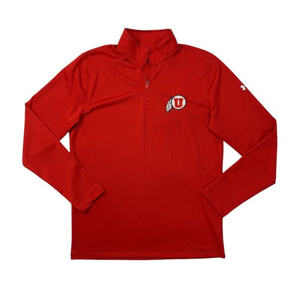 Under Armour Sweatshirt Mens S Small Red Loose Heatgear Quarter Zip Utah Utes - Picture 1 of 11